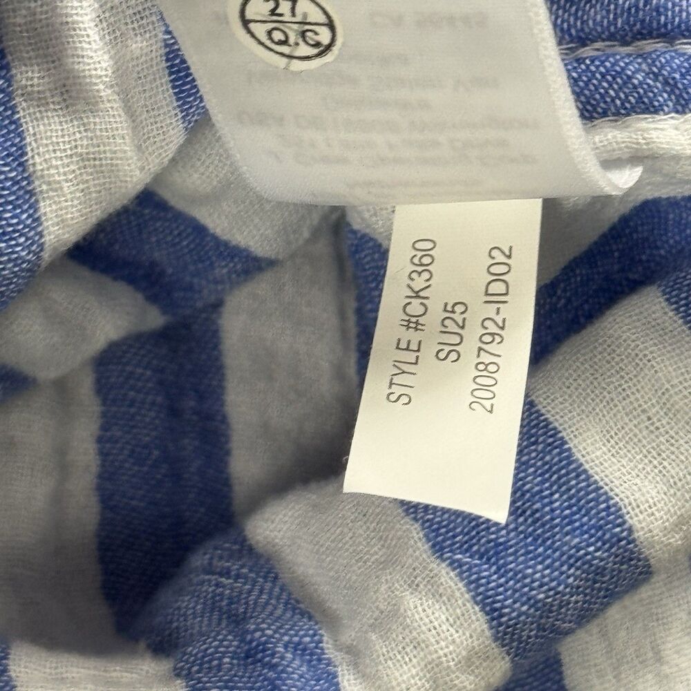 J.Crew Factory Womens Sz XS Striped Gauze Button Up Shirt Blue White Coastal - Picture 3 of 11